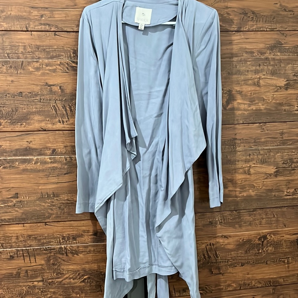 Elaine Rose lavender duster sweater with matching belt. Size large